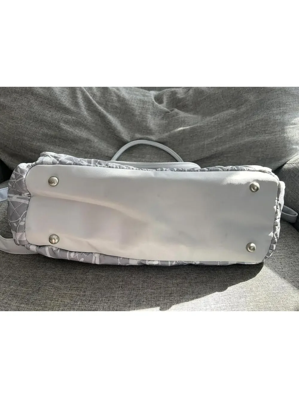 Laura Ashley Baby Gray Floral Diaper Bag Tote Changing Pad Pockets